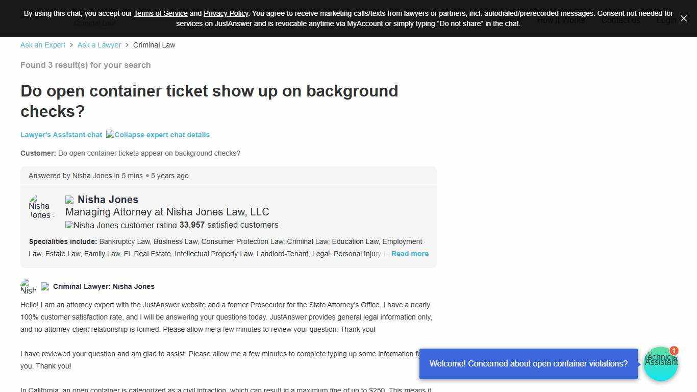 Do Open Container Tickets Appear on Background Checks?