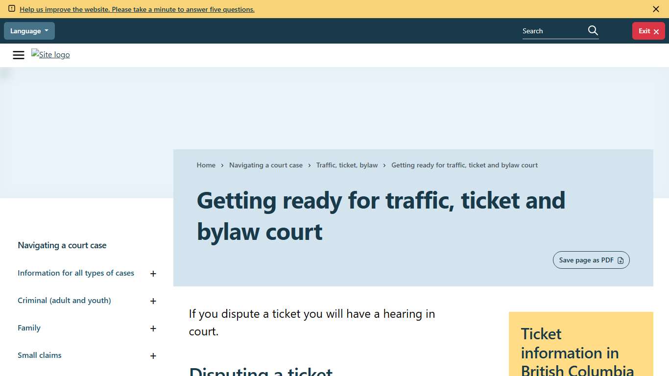 Getting ready for traffic, ticket and bylaw court Provincial Court of British Columbia